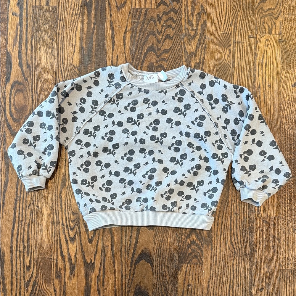 Zara Kids Gray Floral Sweatshirt